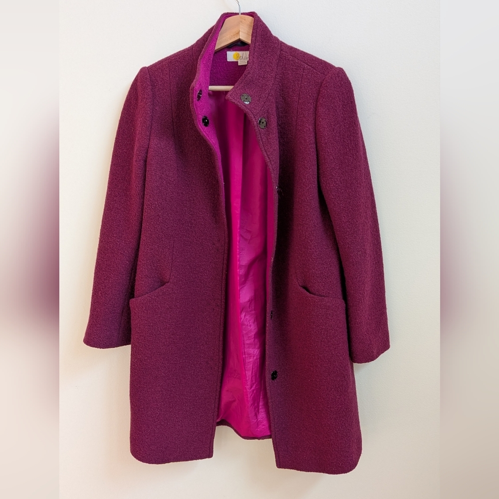 Boden Wool Blend Coat – Berry Pink – Tailored Mid Length